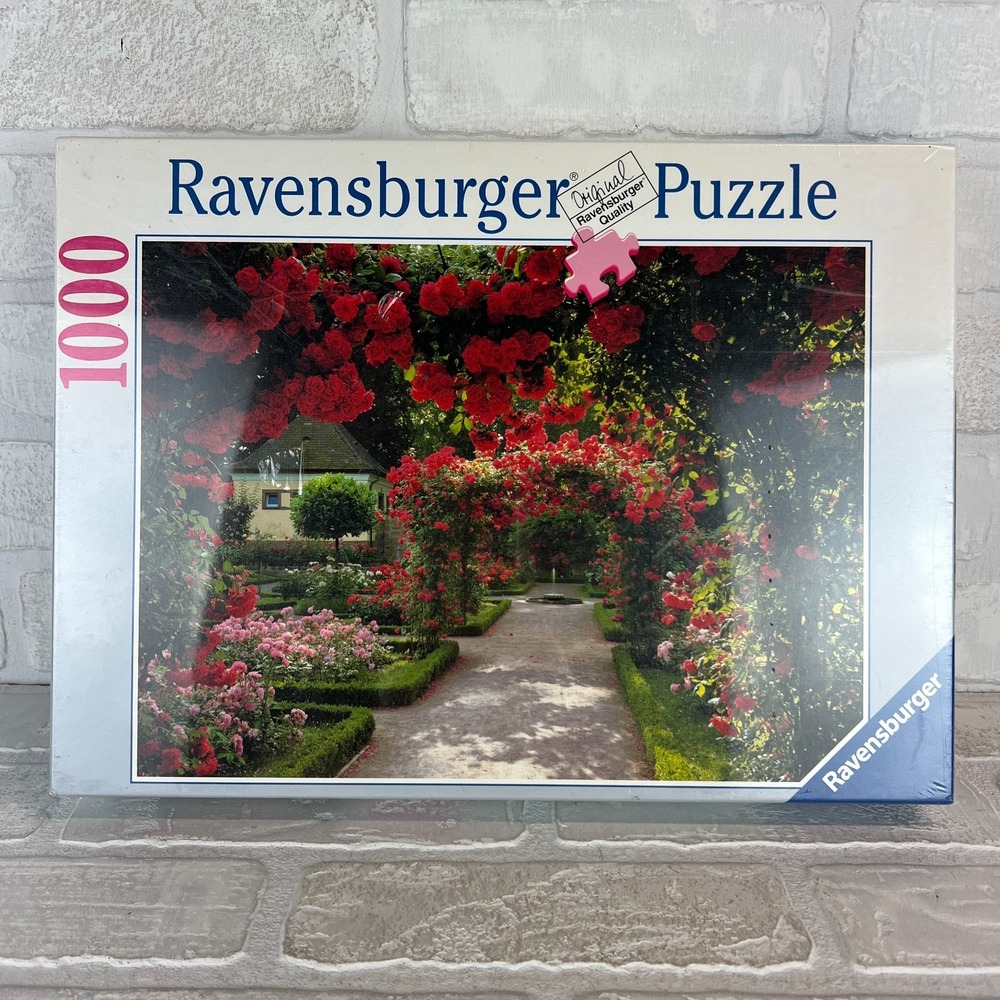 Ravensburger 1000-Piece Jigsaw Puzzle Rose Garden Floral Archway Sealed New 2002